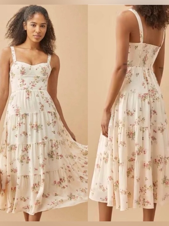 Reformation Dresses & Skirts - Reformation Aviva Ivory Floral Sleeveless Midi Dress XS (0)